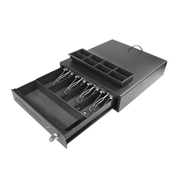 Денежный ящик Microinvest LB-335 автомат 9V (работает с ККМ), 335х368х80, черный, малый  - торговое оборудование.